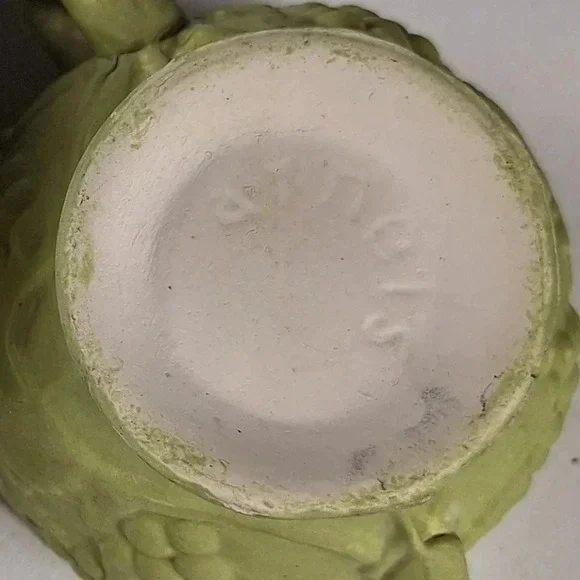 Arnels Vintage Creamer & Sugar Cup Grape Design Green Pottery - Picture 5 of 11